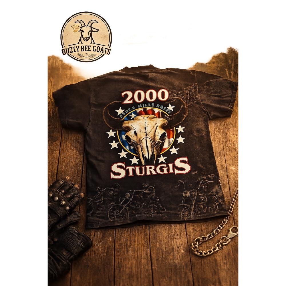 VINTAGE STURGIS 2000 BLACK HILLS RALLY MOTORCYCLE GRAPHIC T SHIRT BIKER MEDIUM